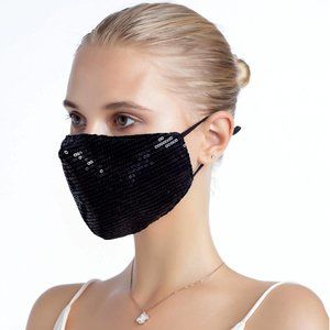 Sequin Bling Fashion Face Masks (Black)